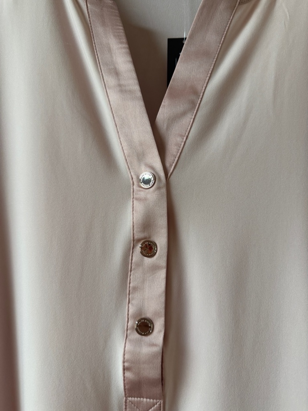 🌸Petal pink WHBM NWTSatin Piping&SilverHallmarkButtons Neckline&ShouldersS:S